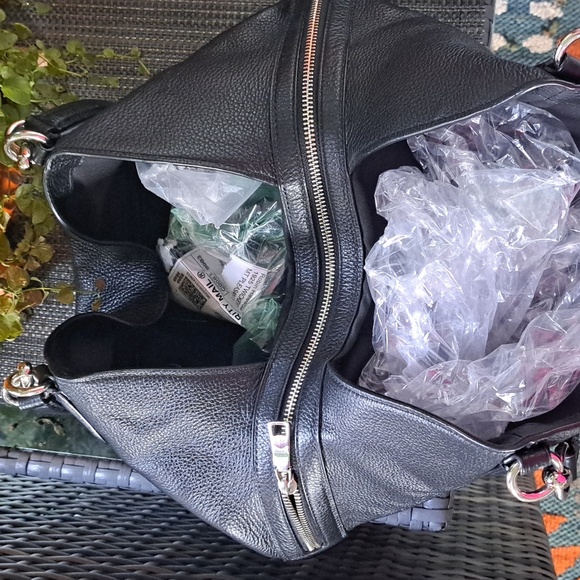 COACH HALLIE Black Leather Shoulder Bag with Gourgous SILVER HARDWARE EXCELLENT - Picture 6 of 11